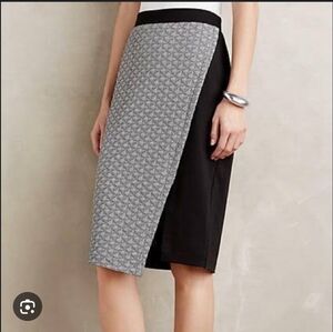 Anthropologie HD in Paris Black and White Addie Quilted Pencil Skirt Size 6 #653